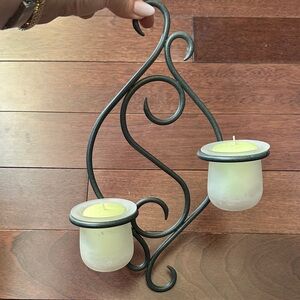 Ornate Blackish Metal Wall SconceFrosted Glass Votives.includes 2 yankee candles
